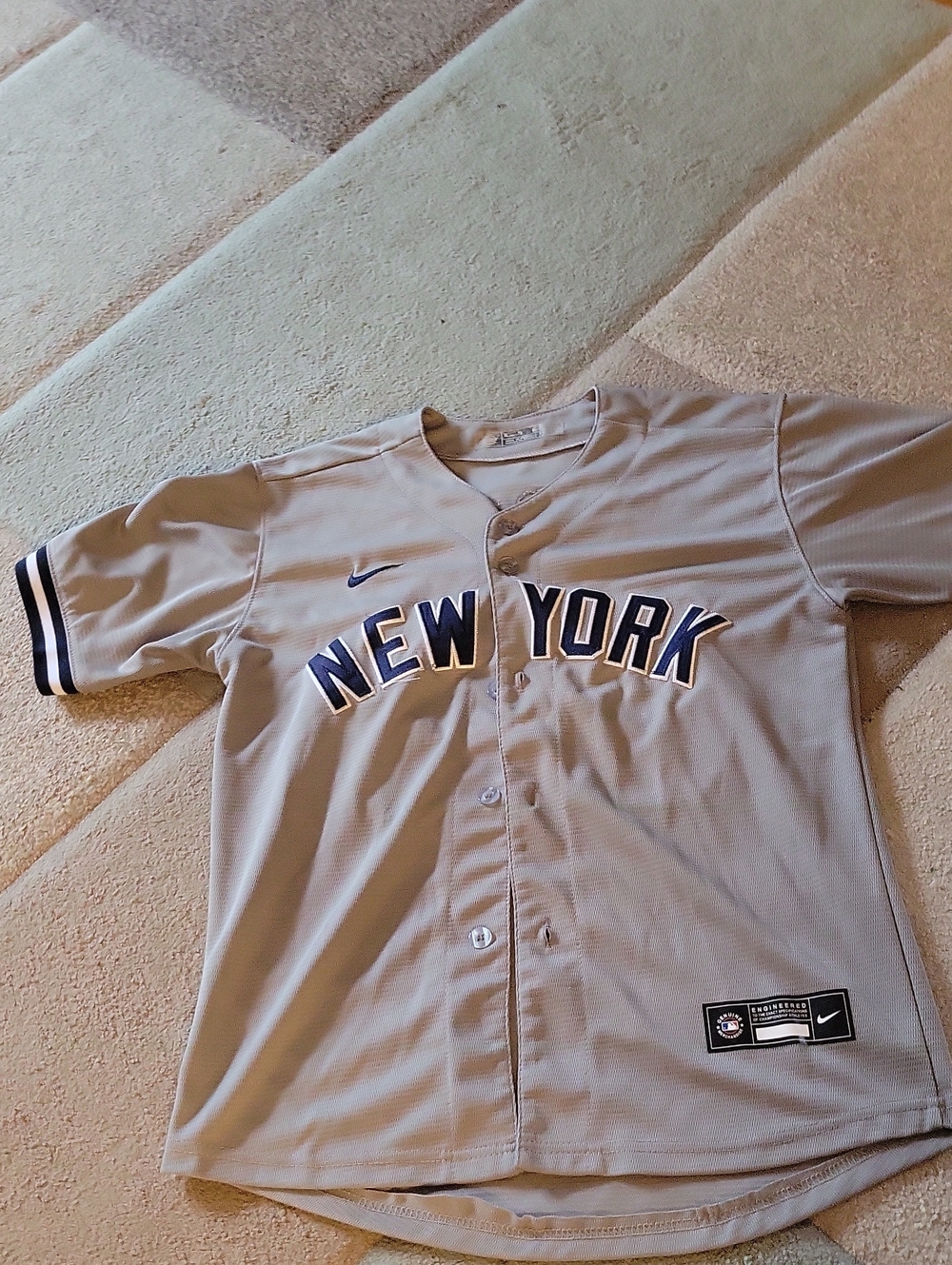 Nike Kids New York Baseball Jersey - Light Gray with Navy Trim
